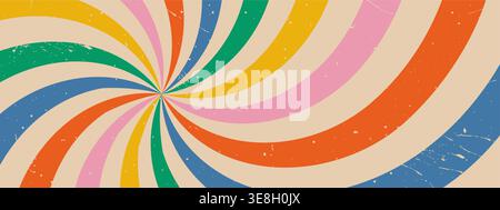 Abstract radial burst. Grunge texture and Starburst swirl. Wavy carnival background. Groovy retro Vector illustration Stock Vector