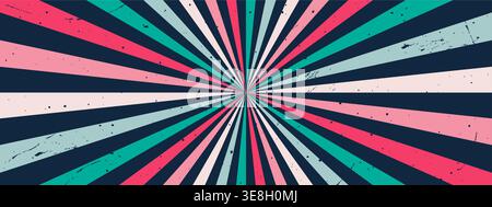 Swirl groovy Starburst. Sunshine with retro swirl and rays. Hypnosis abstract background. Vintage Vector art Stock Vector