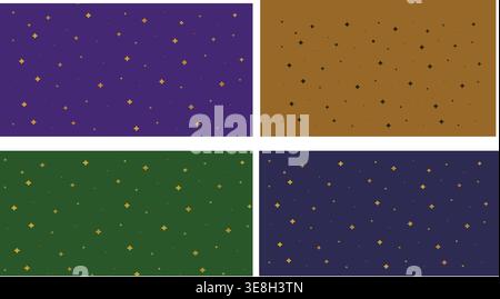 Abstract overlapping circular arrows in four colorful gradient panels, representing continuous cycles, interconnected processes, and dynamic flow. Stock Vector