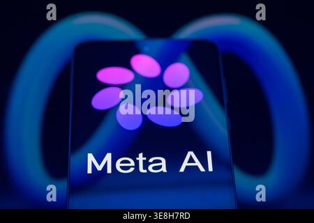 Brussels, Belgium. 14th Apr, 2026. The Meta Platforms AI logo is displayed on a smartphone screen in this photo illustration, as the company launches its new “Muse Spark” artificial-intelligence model, marking a major push to compete with rivals in the global AI race. Taken in Brussels, Belgium, on 14 April 2026. (Jonathan Raa/Sipa USA) *** Strictly for editorial news purposes only *** Credit: Sipa USA/Ģ����ý Live News Stock Photo