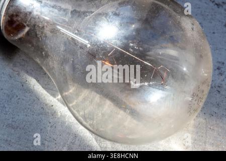 Close up of a burned out filament light bulb, USA Stock Photo