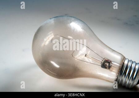 Close up of a burned out filament light bulb, USA Stock Photo