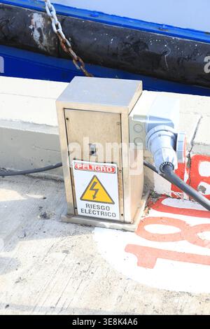 Shore Power connections with cables connected on 480 Volt. Stock Photo
