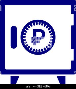Minimalist safe vault icon with ruble sign, financial security symbol for banking, savings, money protection Stock Vector