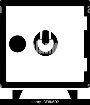 Minimalist safe vault icon, black and white security symbol for protection, storage, banking, savings, valuables Stock Vector