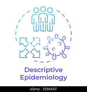 Descriptive epidemiology blue gradient concept icon Stock Vector