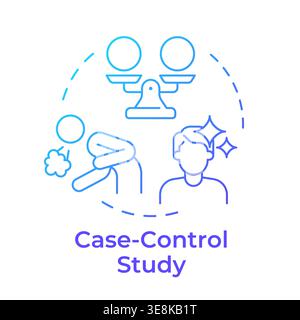 Case control study blue gradient concept icon Stock Vector