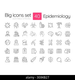 Epidemiology line icons set Stock Vector