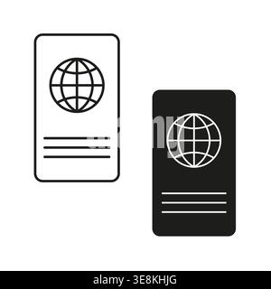 Travel passport set. World ID Vector. International document symbol. Globe identity style. Manual vector only. No autotrace used. EPS 10. Stock Vector