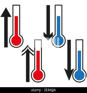 Temperature set icon. Climate change symbol. Thermal Vector meter. Rising falling level. Manual vector only. No autotrace used. EPS 10. Stock Vector