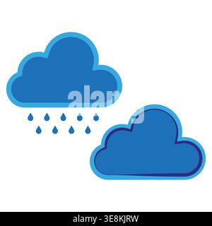 Cloud rain set. Weather forecast Vector. Blue sky symbol. Storm water icon. Manual vector only. No autotrace used. EPS 10. Stock Vector