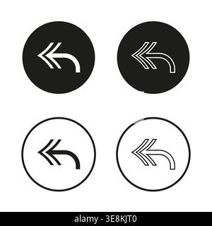 Back arrow set. Return reply Vector. Navigation circle symbol. Round interface detail. Manual vector only. No autotrace used. EPS 10. Stock Vector