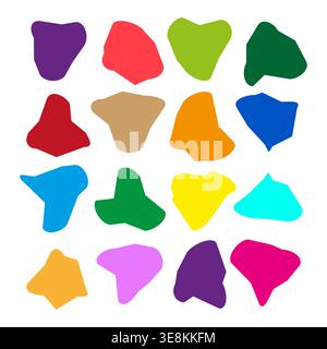 Abstract stone set. Colorful blob Vector. Organic shape group. Bright rock illustration. Manual vector only. No autotrace used. EPS 10. Stock Vector