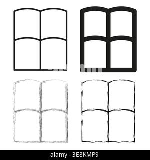 Window frame set. Square tile Vector. Grunge border detail. Outline box design. Manual vector only. No autotrace used. EPS 10. Stock Vector