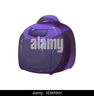 Cartoon multicooker with closed lid and control button. Modern electric kitchen appliance for home cooking and food preparation, compact glossy household device. Isolated vector kitchenware utensil Stock Vector