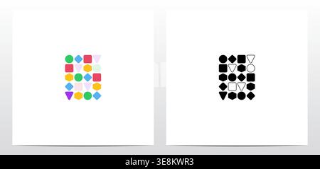 Circle Square Hexagon Diamond Triangle Shape Letter Logo Design B Stock Vector