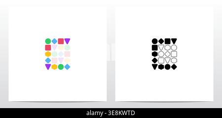 Circle Square Hexagon Diamond Triangle Shape Letter Logo Design C Stock Vector