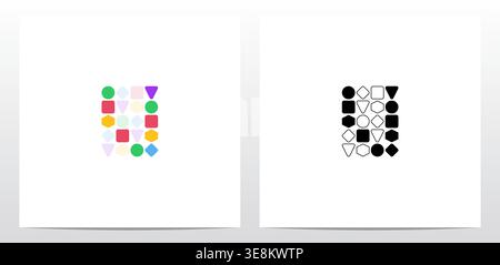 Circle Square Hexagon Diamond Triangle Shape Letter Logo Design V Stock Vector
