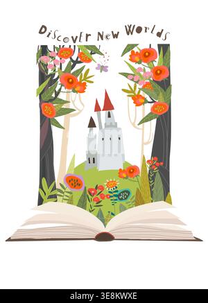Cartoon Illustration of Cute Magical Fairy Tale Kingdom Story Book Stock Vector