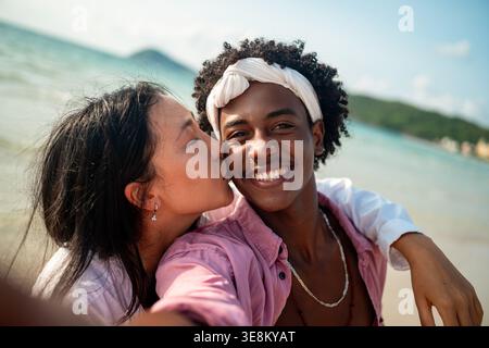 Couple enjoying travel, creating unforgettable memories through their passion for travel photography Stock Photo