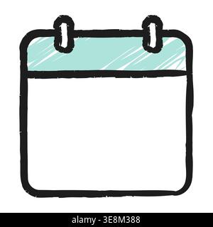 Hand drawn chalk style calendar icon. Blank organizer or schedule, isolated on white background. Vector illustration Stock Vector