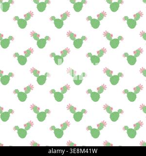 Cactus with Pink Flowers Pattern Stock Vector