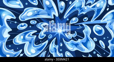 Water explosion background. Wave splash burst comic effect, blue liquid radial blast aqua boom anime manga action cartoon summer game splatter texture ingenious vector illustration original artwork Stock Vector