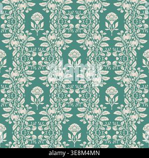 Vertical Floral Vine Damask Pattern Stock Vector