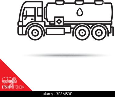 Petrol tanker truck vector line icon Stock Vector