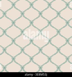 Subtle Jade Green Floral Trellis Grid Stock Vector