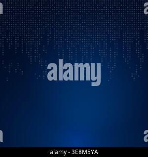 Abstract dark blue gradient background with vertical dotted sequences resembling digital rain or data streams, modern tech-inspired design for communi Stock Photo