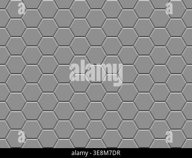 Light gray embossed hexagonal honeycomb texture with seamless geometric surface. Stock Vector