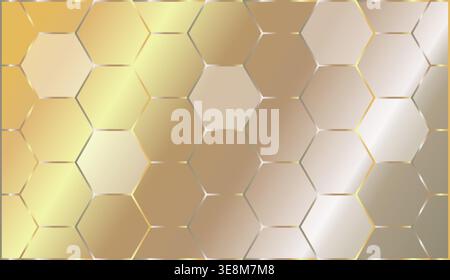 Luxury gold metallic hexagonal honeycomb texture forming an elegant abstract background. Stock Vector