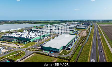 Large data center complex in a rural landscape in Europe Stock Photo