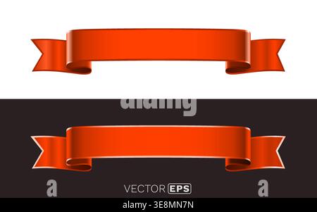 Elegant red ribbon banner design for announcements and sales. Ideal graphic element for promotions, awards, and headlines. Vector illustration. Stock Vector