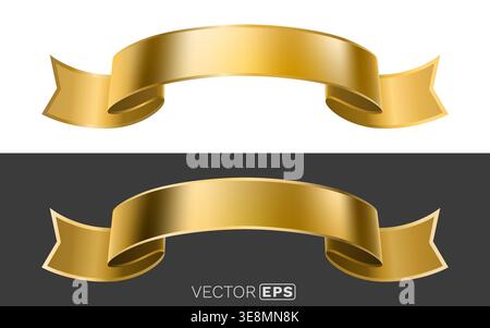 Luxurious Golden Ribbon Banner for Awards and Promotions. This elegant design element adds prestige to any project. Vector illustration. Stock Vector