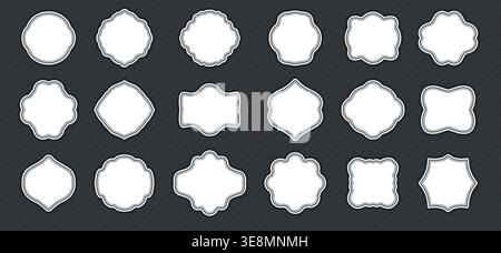 Set label and tags silhouette. Vintage and retro label, frames badges shape collections.Ornamental sale sticker. Stock Vector