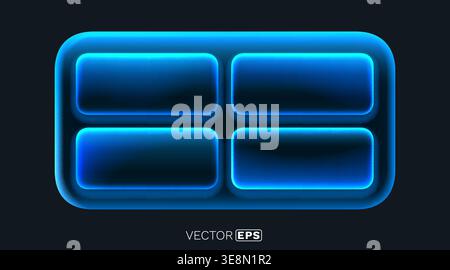 Futuristic blue glowing glassmorphism background with abstract rounded shapes, ideal for modern UI design. Vector illustration Stock Vector