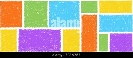 Colorful kindergarten frame with playful crayon borders and hand-drawn doodle set. Stock Vector