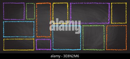 Colorful kindergarten frame with playful crayon borders and hand-drawn doodle set. Stock Vector