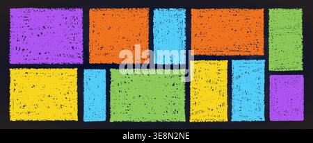 Colorful kindergarten crayon frame with hand-drawn doodle border vector illustration set. Stock Vector
