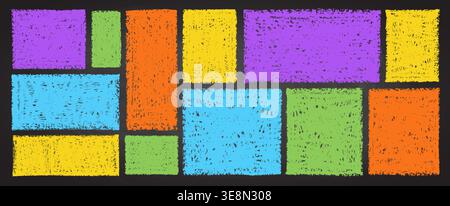 Colorful kindergarten frame with playful crayon borders and hand-drawn doodle set. Stock Vector