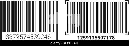 EAN-13 barcode label set with black lines on white background. Stock Vector