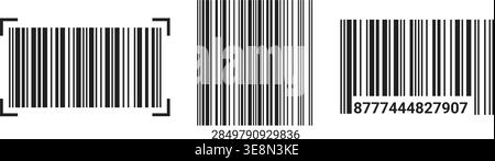 EAN-13 barcode label set with black lines on white background. Stock Vector