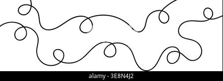 Continuous squiggle cable line creating abstract wavy vector illustration with flowing squiggles. Stock Vector