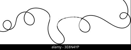 Continuous squiggle cable line creating abstract wavy vector illustration with flowing squiggles. Stock Vector