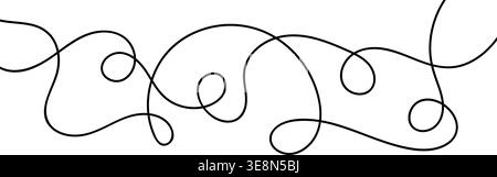 Continuous squiggle cable line creating abstract wavy vector illustration with flowing squiggles. Stock Vector