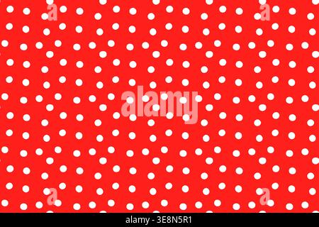 White random polka dots on red background, simple vector seamless pattern for textile and paper designs Stock Vector