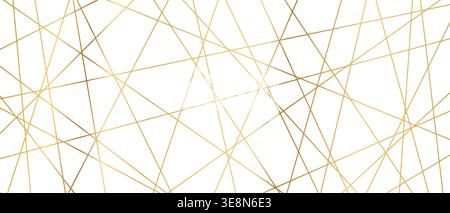 Modern abstract pattern with straight golden lines creating seamless geometric background texture vector illustration. Stock Vector