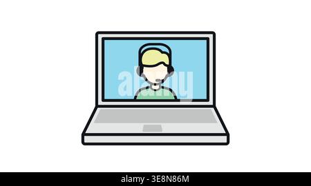 Laptop customer support and call center icon Stock Vector